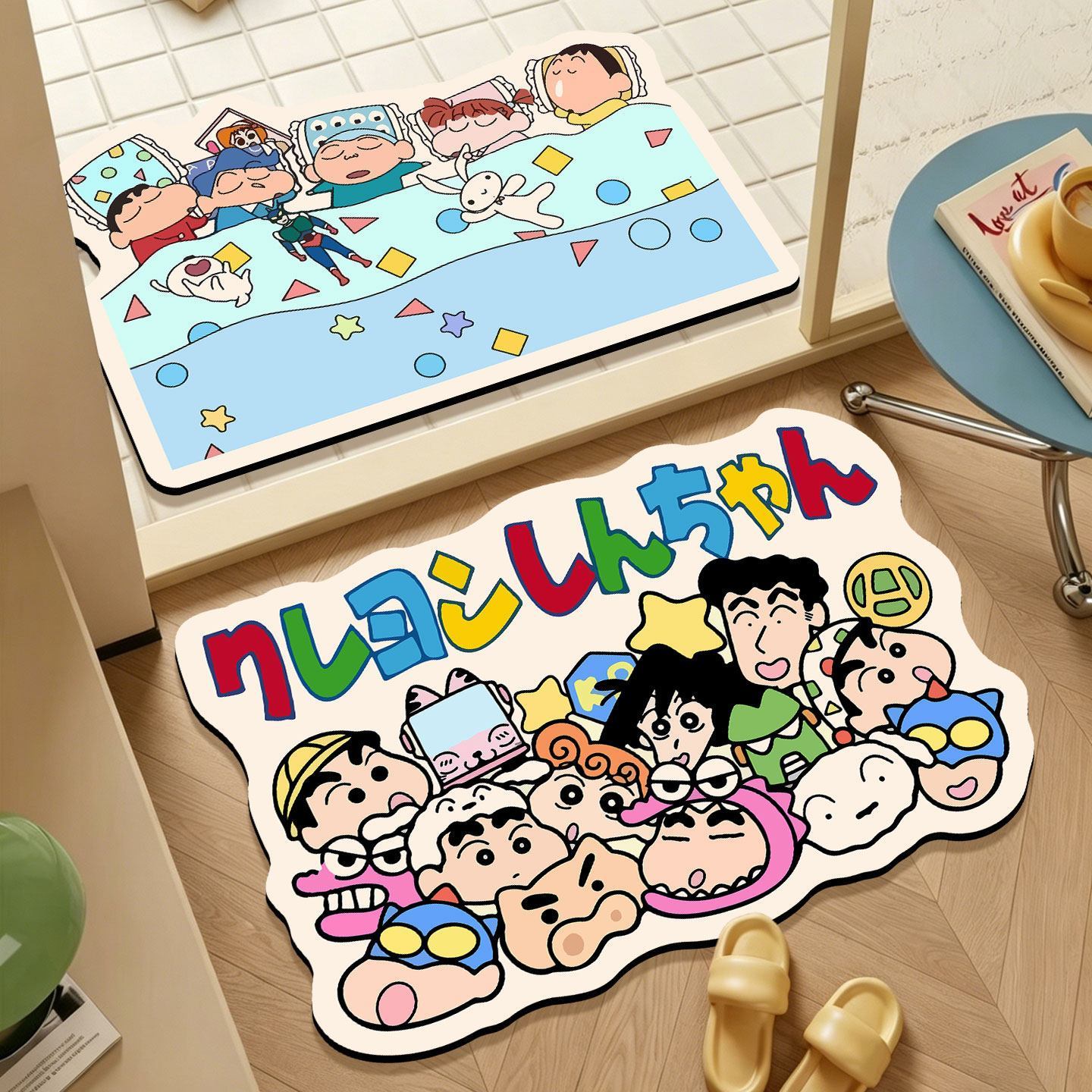 Quick Dry Diatomite Bath Mat - Crayon Shin-chan Unregelmäßige Badematte, Cartoon-Absorbierende Rutschfeste