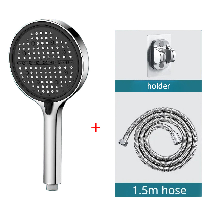 High Pressure Shower Head Handheld - 3-teiliger Badezimmer-Duschkopf, Silber, 8 Gänge, verstellbar,