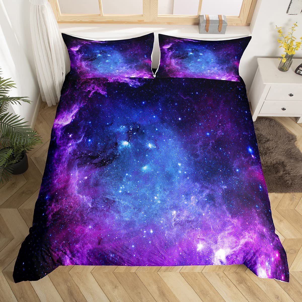 Duvet Cover Sets With Zipper - Galaxy Bettbezug-set für Teen Kinder Starry