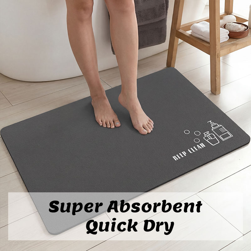 Quick Dry Diatomite Bath Mat - Diatomit-Badematte, saugfähig, rutschfest, Fußteppich, schnell trocknend,
