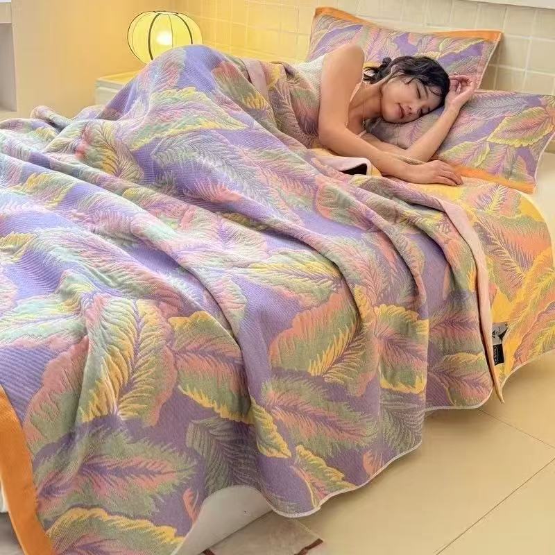 Muslin Cotton Bedspread - 6-Lagige Musselin-Decke in Queensize, Leichte Sommer-Baumwolldecke
