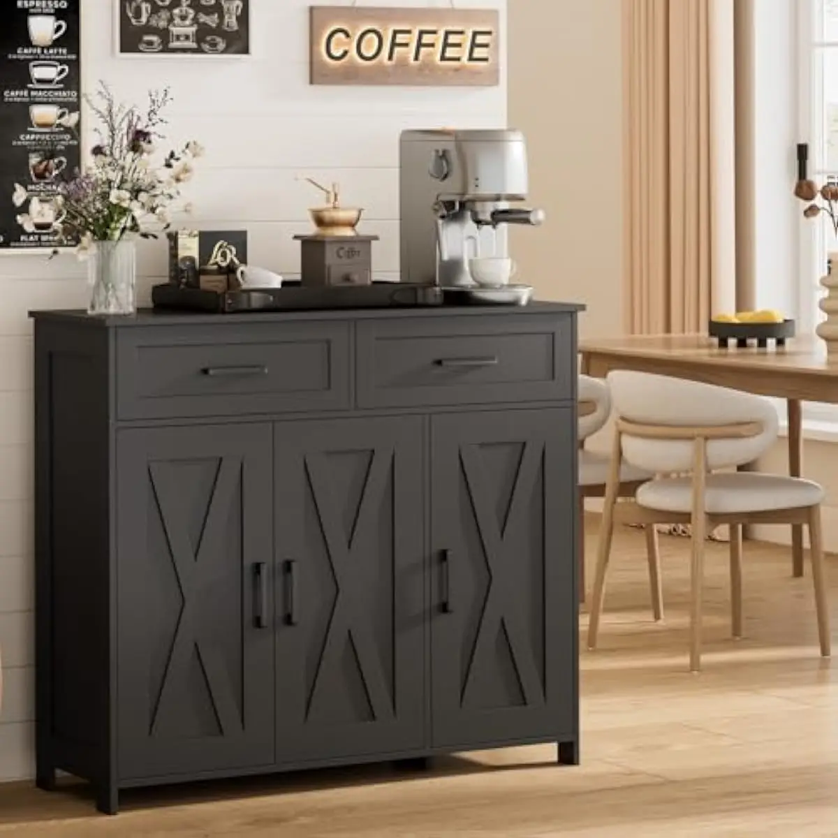 Storage & Organization - Kaffeebar-Aufbewahrungsschrank mit Schubladen, Küchenbuffetschrank