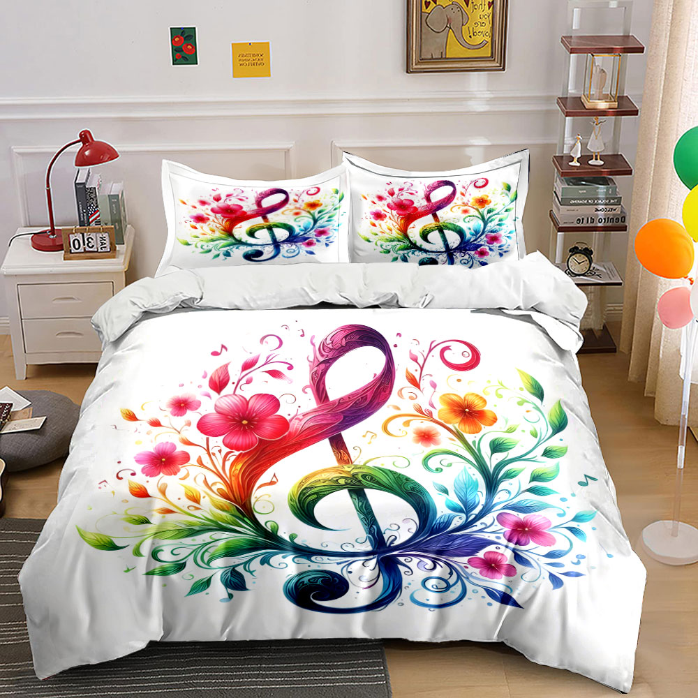Duvet Cover Sets With Zipper - Lebhaft gemustertes Bettbezug-Set mit Blumen und