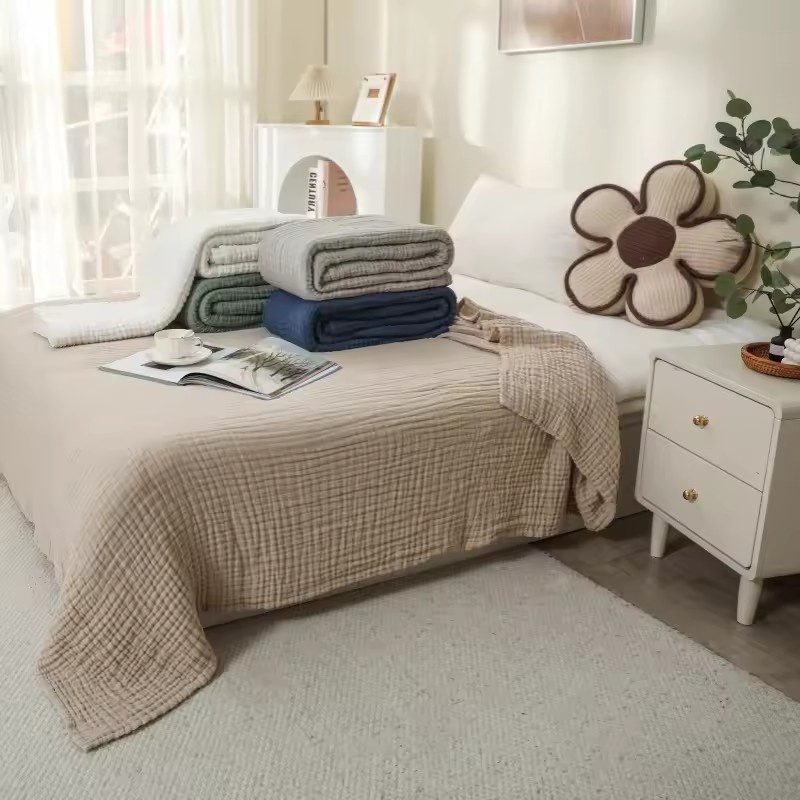 Muslin Cotton Bedspread - 6-lagige Baumwoll-Musselin-Decken Leichte Baumwoll-Überwürfe Kühlende Weiche