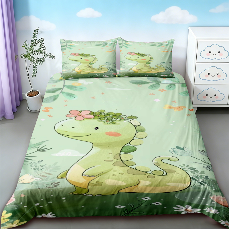 Bedding - Bettbezug mit Niedlichem Dinosaurier-Motiv, King-Size und
