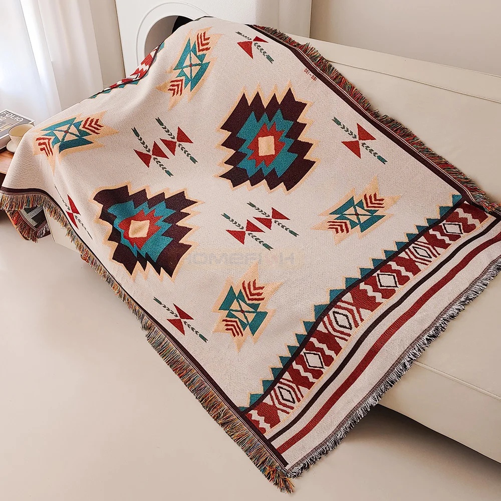 Boho Throw Blanket Fringe - Azteken-Decke Übergroße Boho-Wurfdecke mit Fransen Südwestliche