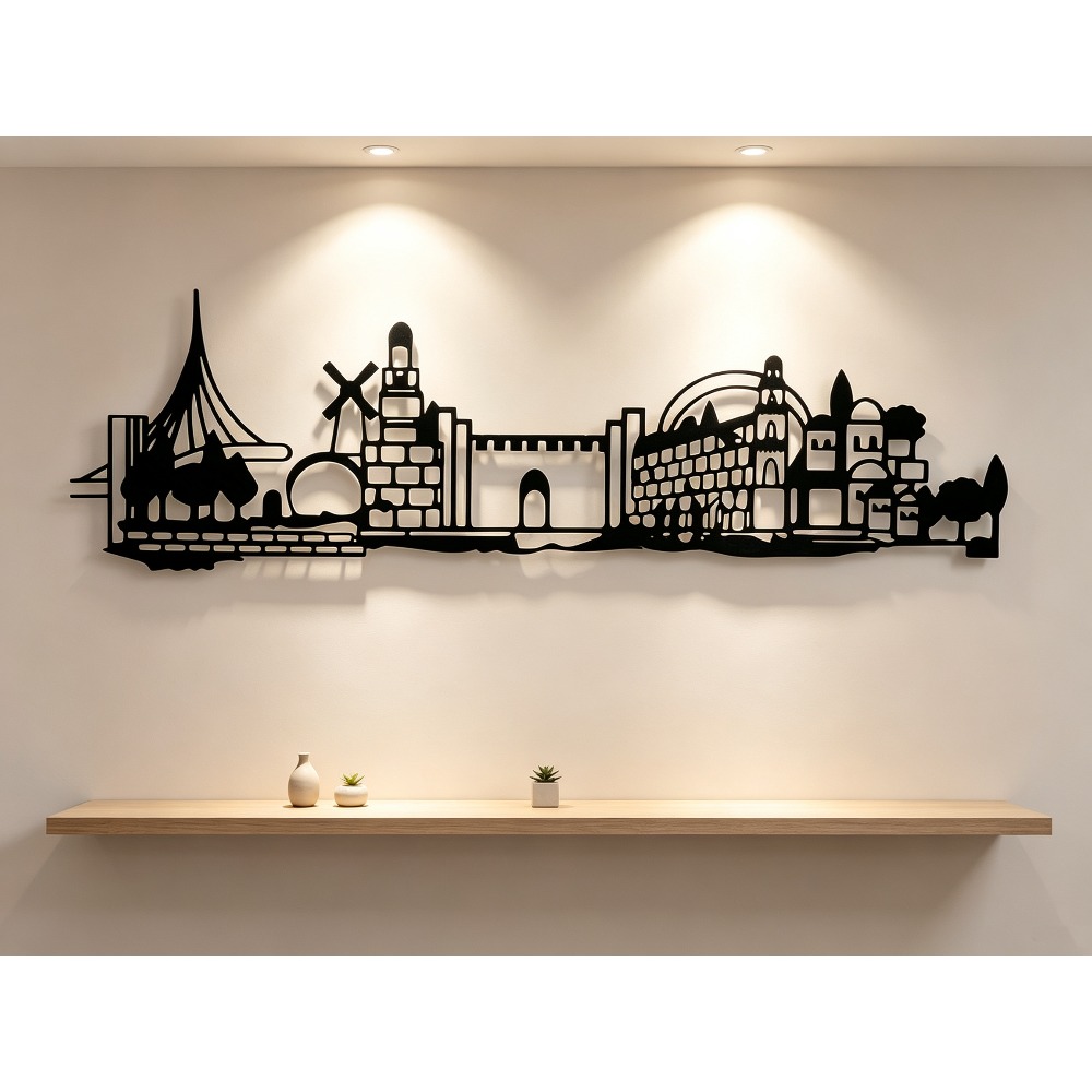 Home Decor - CIFBUY Metall-Wandkunst, Jerusalem Skyline Dekoration, Vintage
