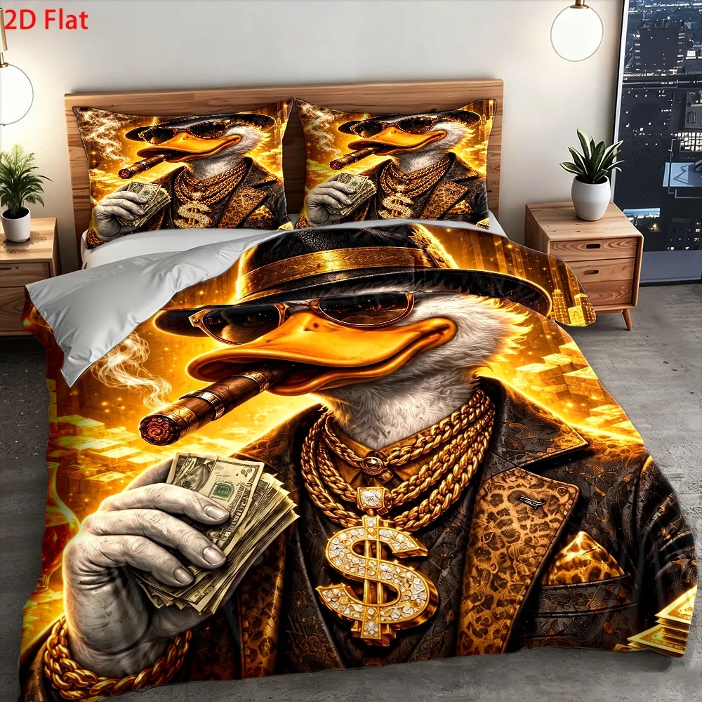 Duvet Cover Sets With Zipper - Bettwäsche-Set mit dem Motiv „Reiche Ente“,