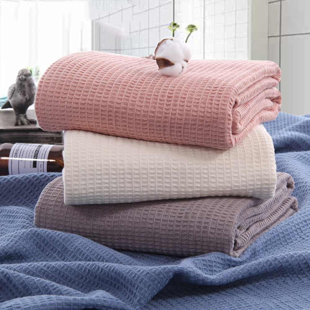 Muslin Cotton Bedspread - Waffel Musselin Sommer Bettdecken Grau Rosa