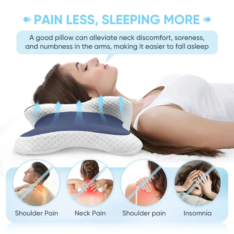 Memory Foam Orthopedic Pillow Neck Pain - Memory-Schaum-Kissen, Nackenkissen zur Schmerzlinderung, ergonomisches orthopädisches