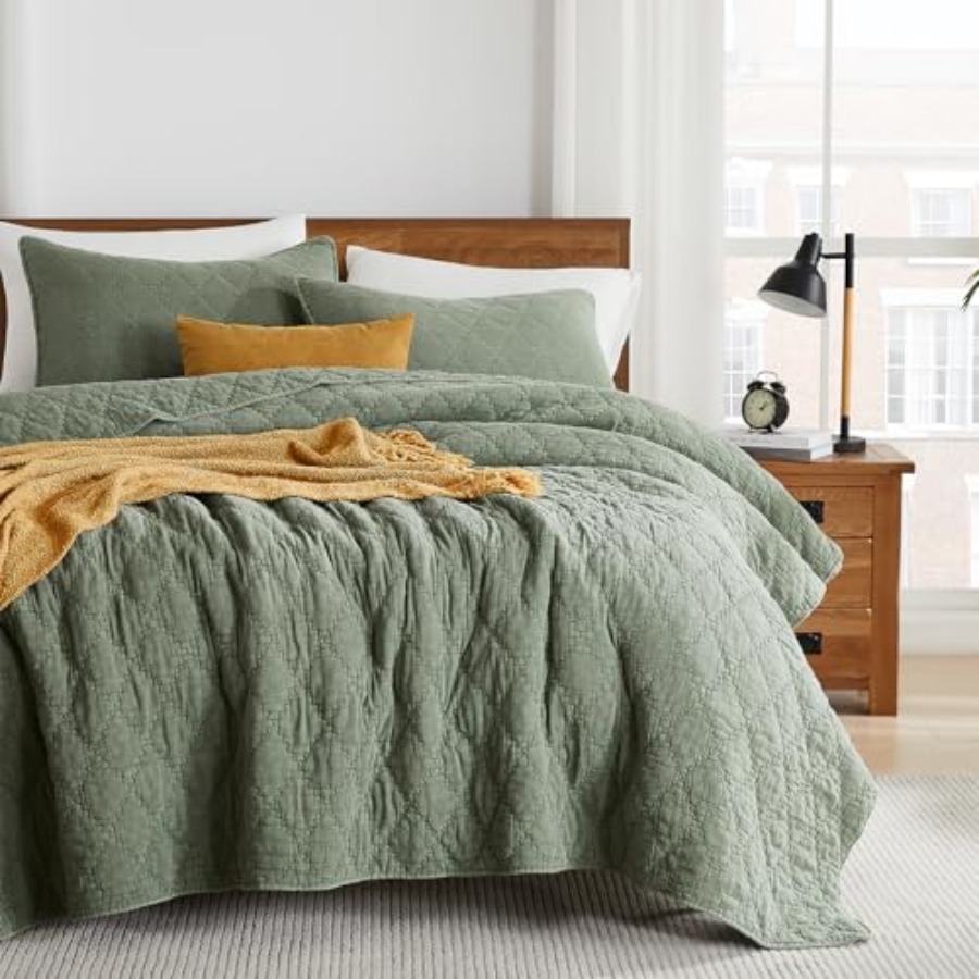 Muslin Cotton Bedspread - Größenangepasstes Quilt-Set mit Musselin-Baumwollhülle und Daunen-Alternative-Füllung,