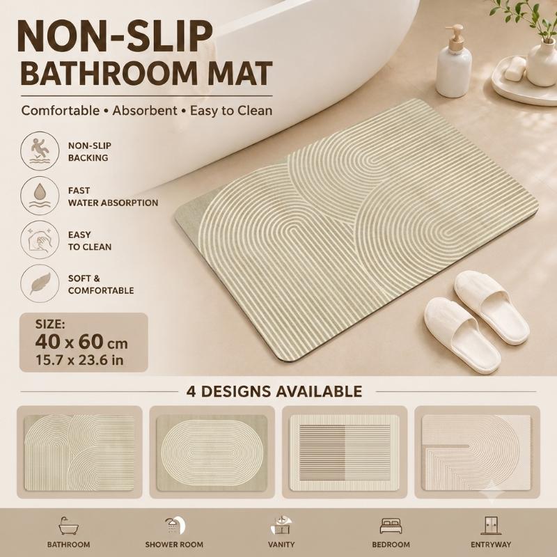 Quick Dry Diatomite Bath Mat - Diatomit-Badematte Schnelltrocknend Saugfähig Beige Gestreift Rutschfeste