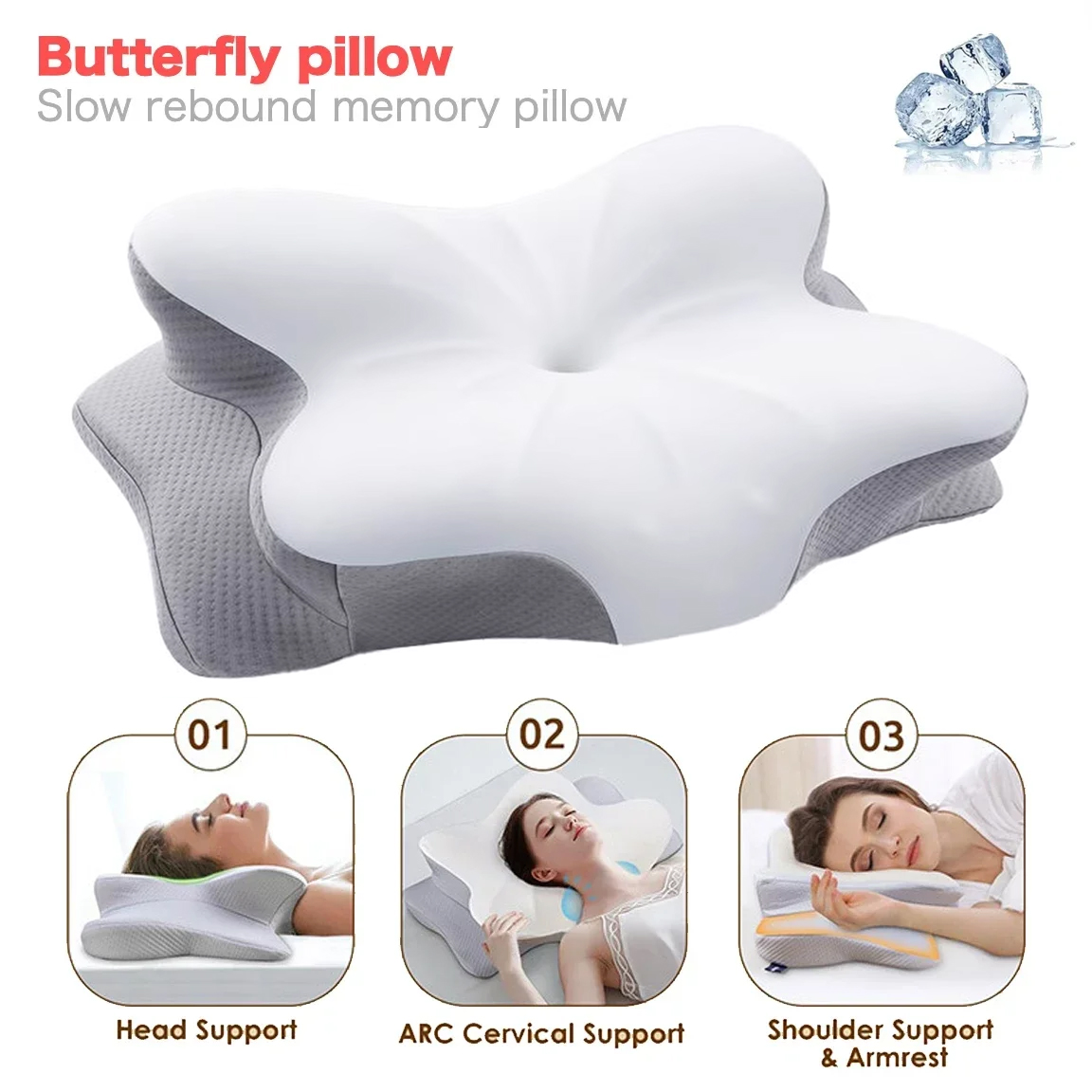 Memory Foam Orthopedic Pillow Neck Pain - Ergonomisches orthopädisches Memory-Schaum-Kissen, atmungsaktiv, Schulterschmerzen, weiches