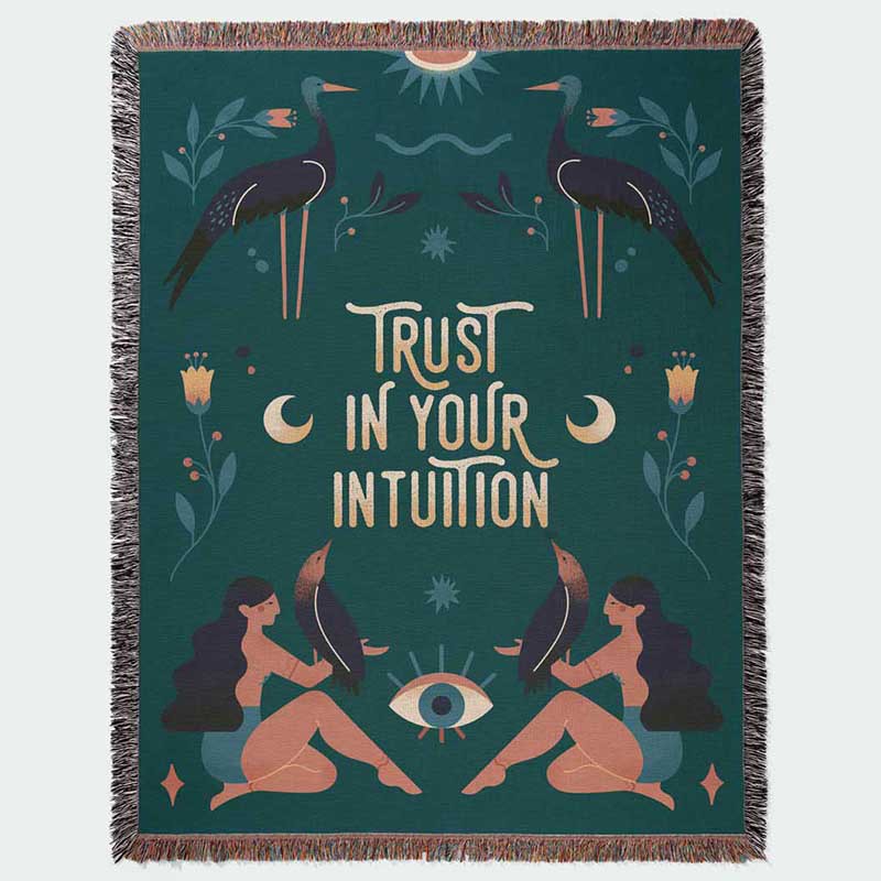 Boho Throw Blanket Fringe - Vertraue auf deine Intuition: Gewebter Wandteppich
