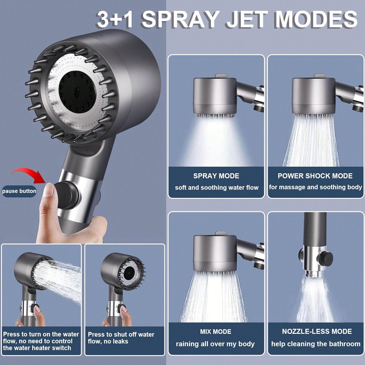 Hochdruck-Handbrause mit 5 Fil – High Pressure Shower Head Handheld Bewertung und Preis