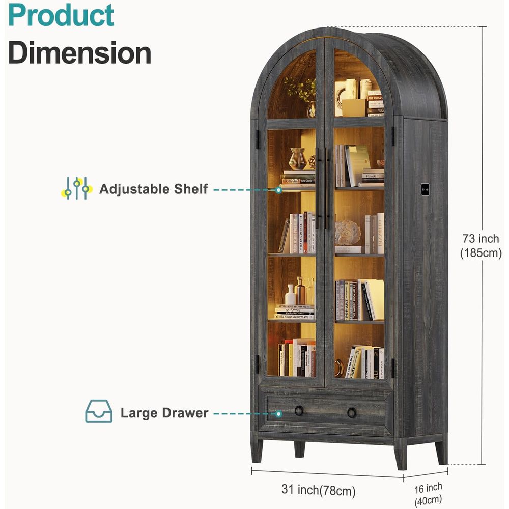 73-Zoll Vitrine mit gewölbtem  – Lighting Bewertung und Preis