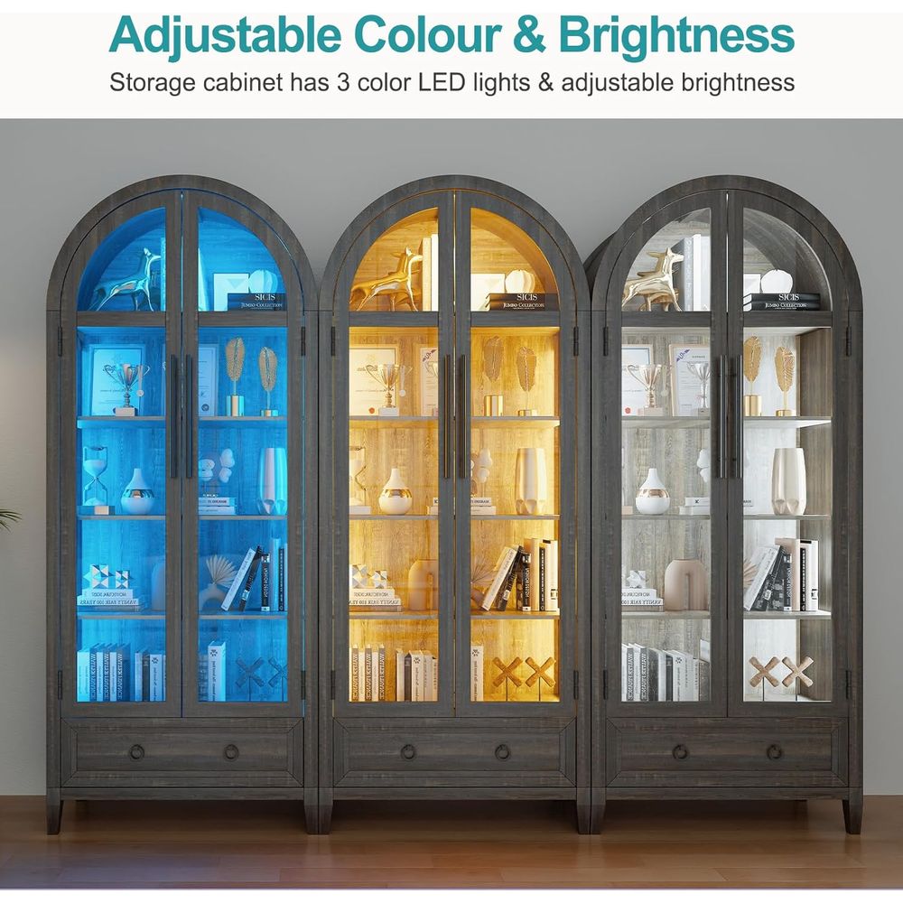 73-Zoll Vitrine mit gewölbtem  – Lighting Bewertung und Preis