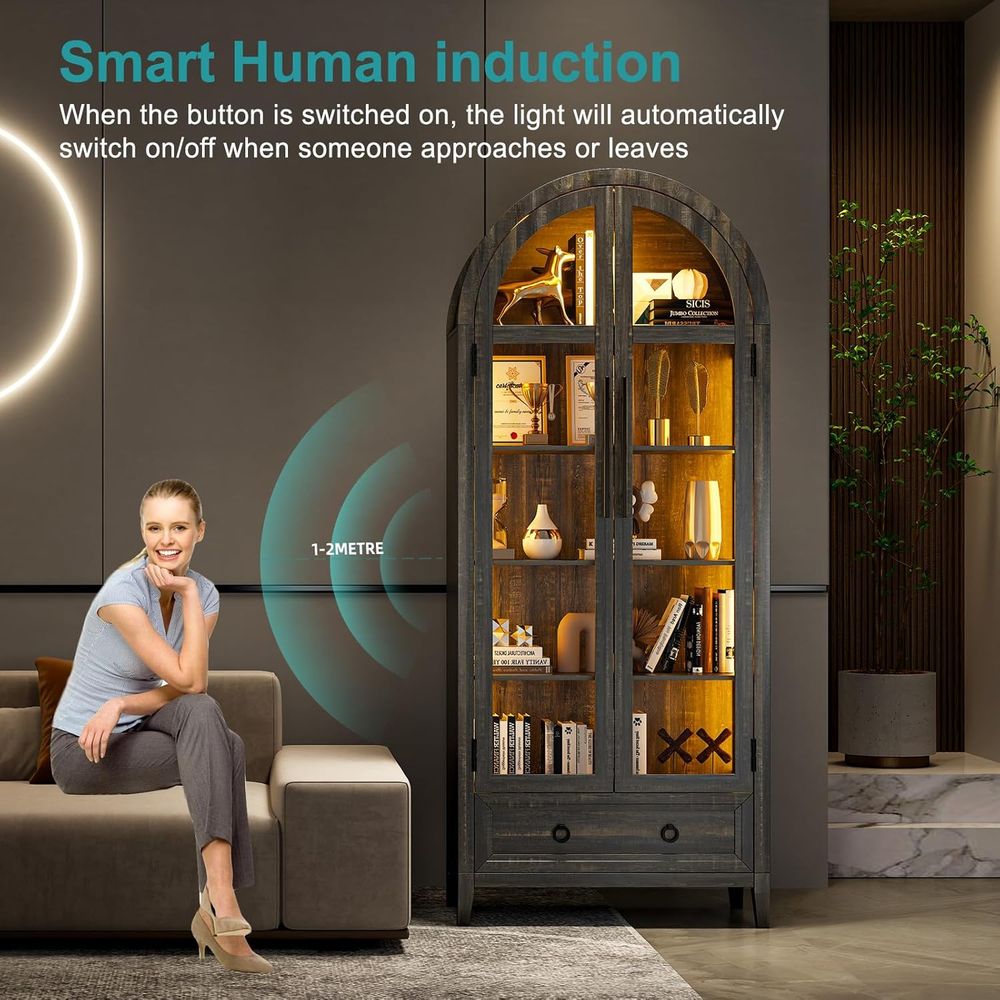 73-Zoll Vitrine mit gewölbtem  – Lighting Bewertung und Preis