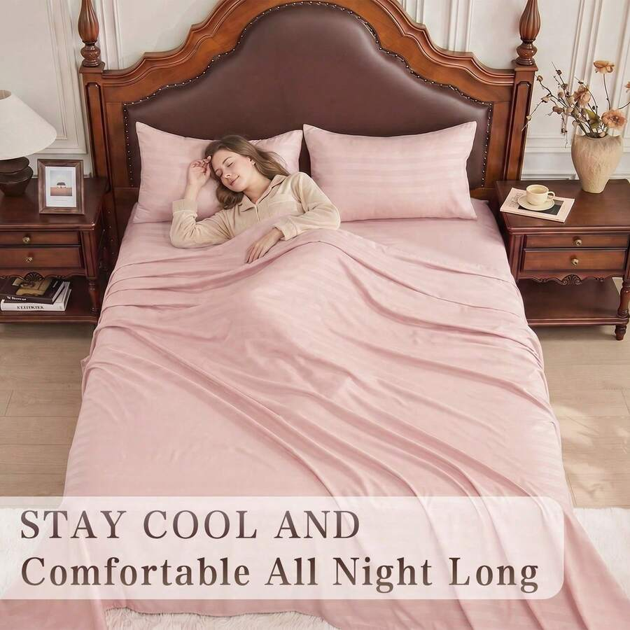 Gestreiftes Kühlbettwäsche-Set – Fitted Bed Sheets Deep Pocket Bewertung und Preis