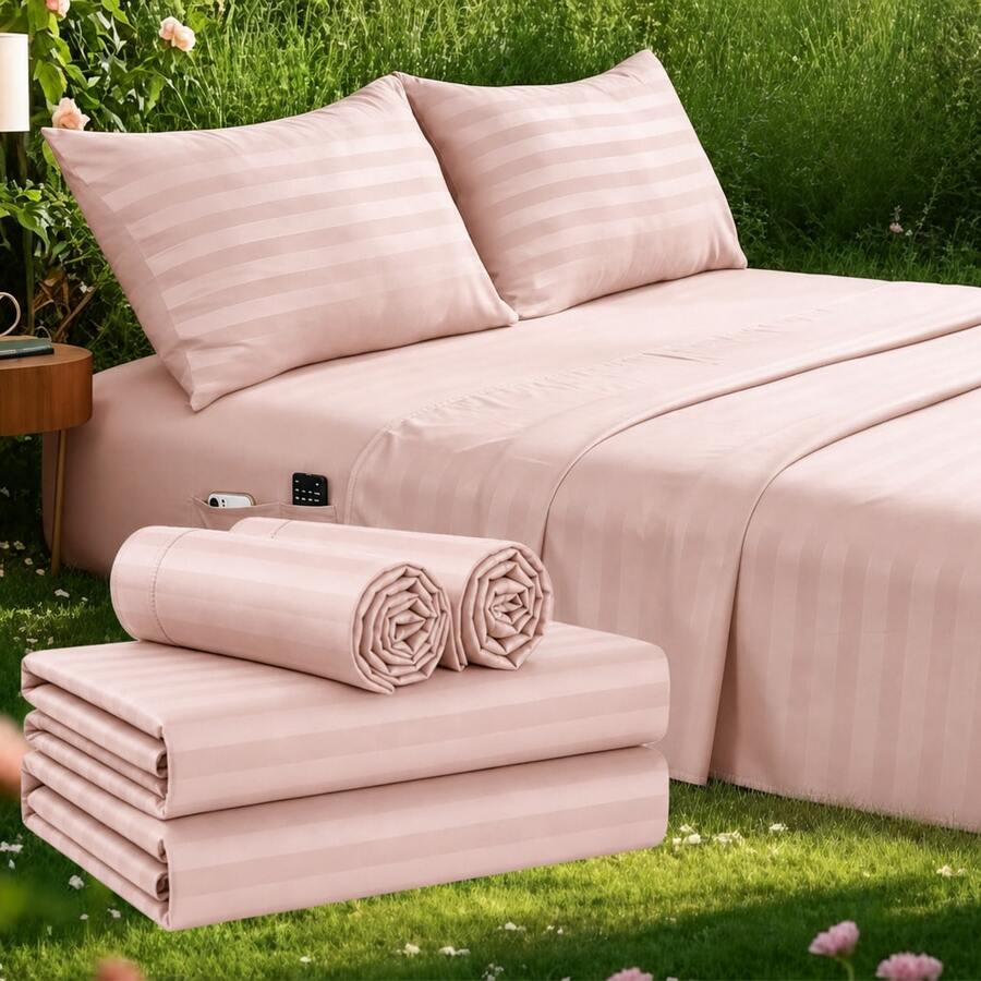 Gestreiftes Kühlbettwäsche-Set – Fitted Bed Sheets Deep Pocket Bewertung und Preis