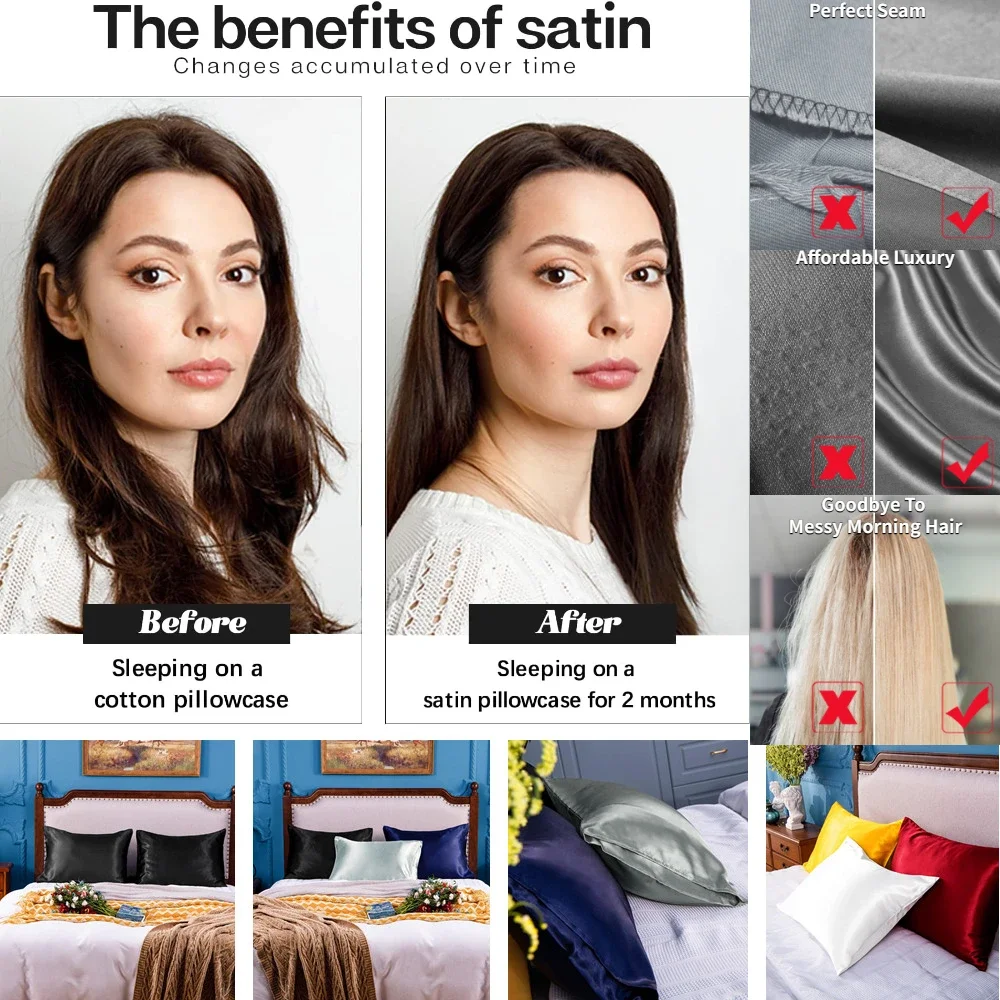 2er-Pack Satin-Kissenbezüge fü – Satin Silk Pillowcase Hair Skin Bewertung und Preis