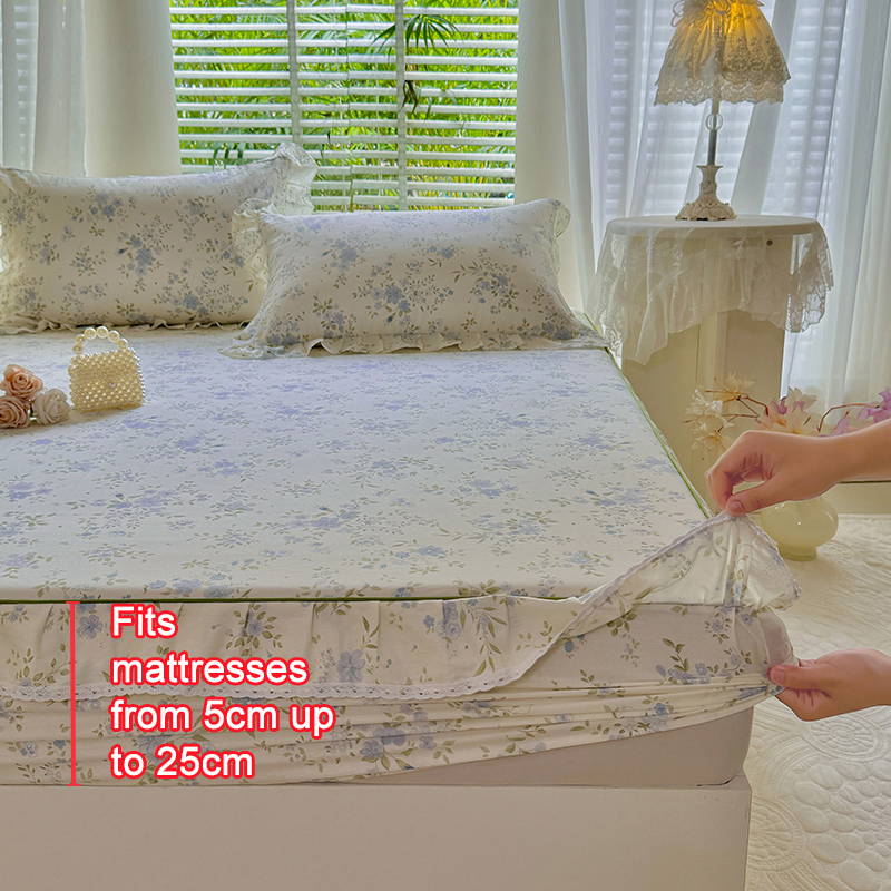 100% Baumwolle, geblümtes, ger – Fitted Bed Sheets Deep Pocket Bewertung und Preis