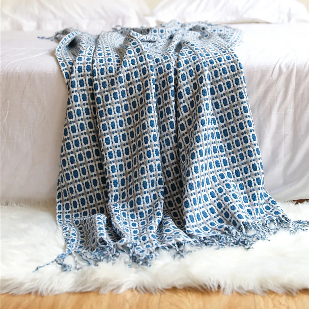 Geometrische Gitter-Jacquard-W – Boho Throw Blanket Fringe Bewertung und Preis
