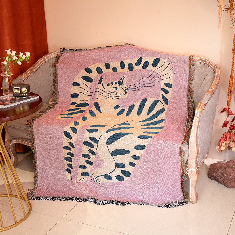 Boho Abstrakte Katzen-Jacquard – Boho Throw Blanket Fringe Bewertung und Preis