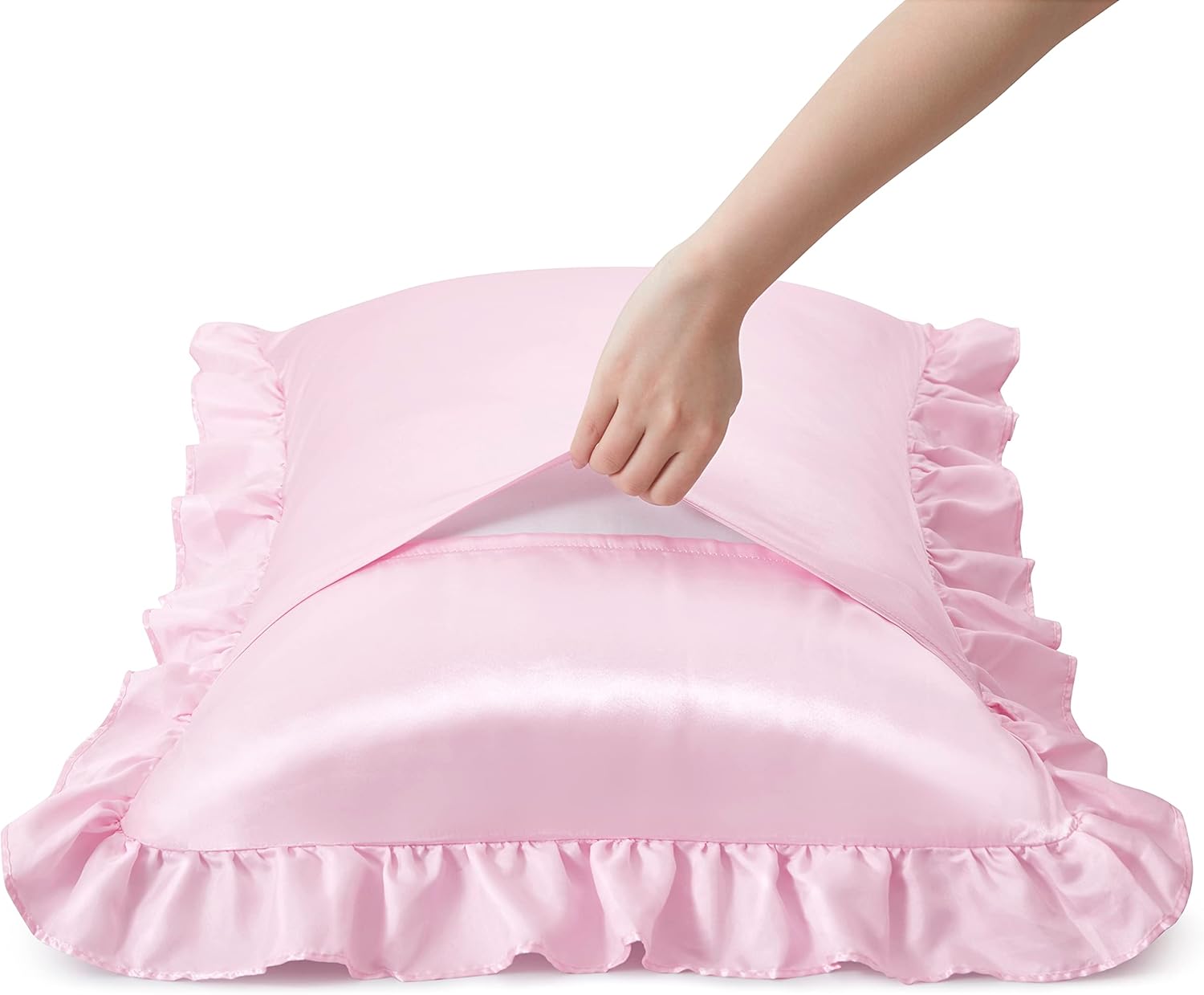 2 Stück Satin-Rüschenkissenbez – Satin Silk Pillowcase Hair Skin Bewertung und Preis