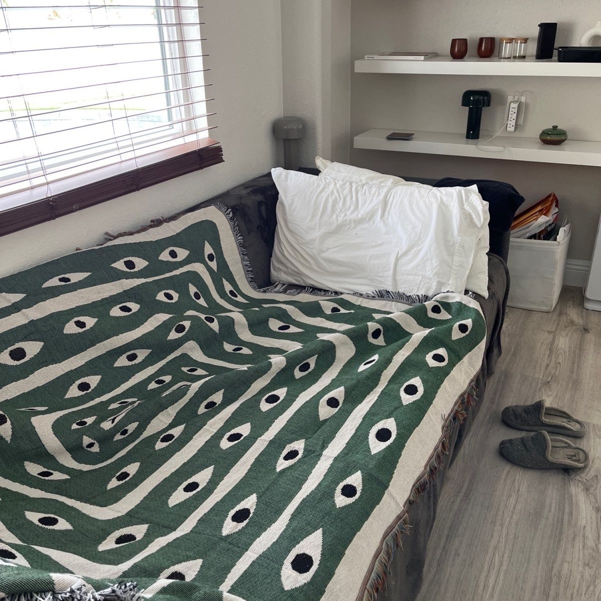 Grün-weiße Jacquard-Decke mit  – Boho Throw Blanket Fringe Bewertung und Preis