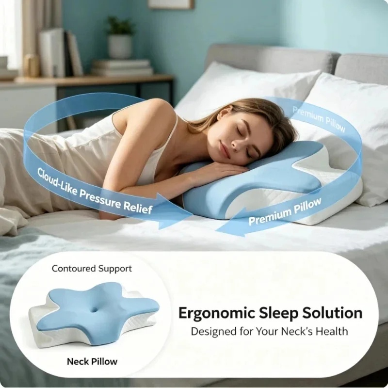 Atmungsaktives, kühlendes Nack – Memory Foam Orthopedic Pillow Neck Pain Bewertung und Preis